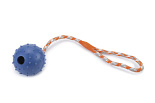 Beeztees speelbal met bel aan koord blauw