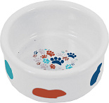 Hamster voerbak steen wit met pastel print 7 cm