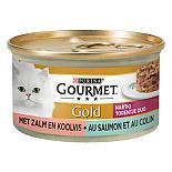 Gourmet kattenvoer Gold Hartig Torentje Duo Zalm Koolvis 85 gr