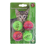 Kattenspeelgoed Traliebal met Bel Assorti 4 st