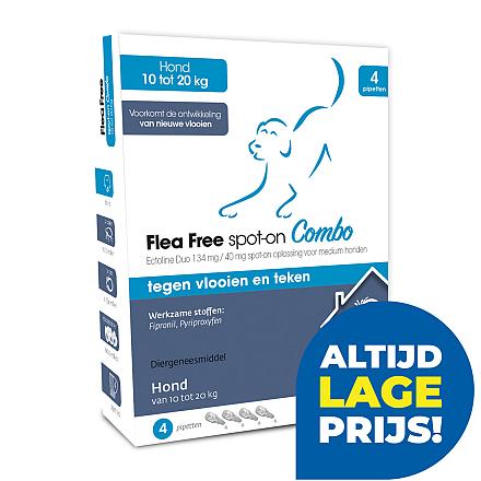 Flea Free Spot-On Combo Hond 10 - 20 kg 4 pipetten
