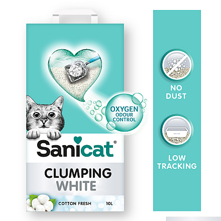 Sanicat kattenbak-<br>vulling Clumping White Cotton Fresh 10 ltr