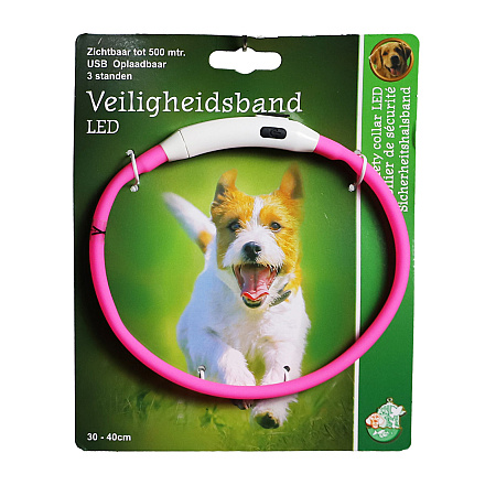 Veiligheidshalsband Led Verstelbaar Roze<br> 30 - 40 cm