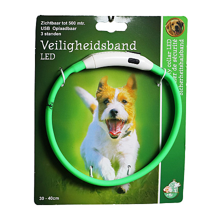 Veiligheidshalsband Led Verstelbaar Groen<br> 30 - 40 cm