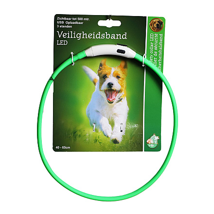 Veiligheidshalsband Led Verstelbaar Groen<br> 50 -65 cm