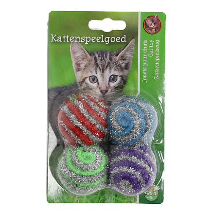 Kattenspeelgoed Glitterbal met Rammel Assorti 4 st