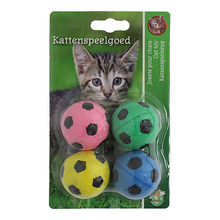 Kattenspeelgoed Sponsvoetbal Assorti<br> 4 st