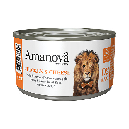 Amanova Kattenvoer Chicken & Cheese in Broth 70 gr