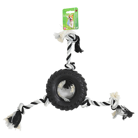 Hondenspeelgoed Band met 3 Knoop Slierten<br> 33 cm