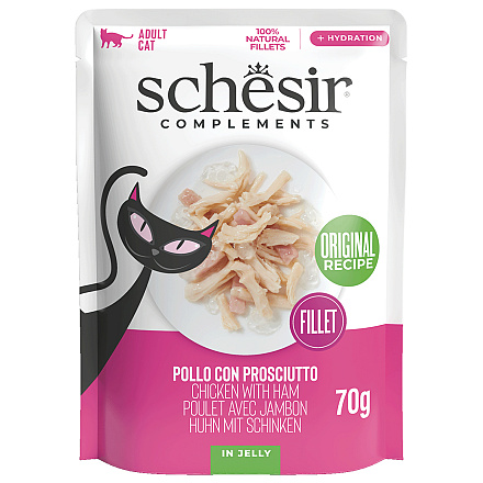 Schesir Kattenvoer Complements Kip & Ham Gelei 70 gr