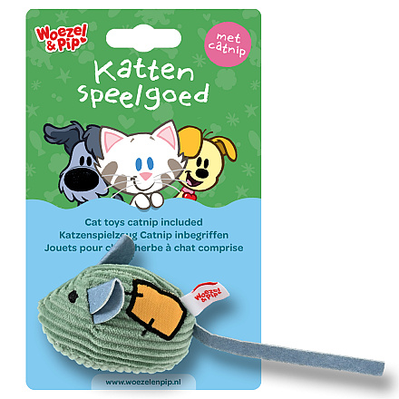 Woezel & Pip Kattenspeelgoed Muis met Catnip en Bel Groen