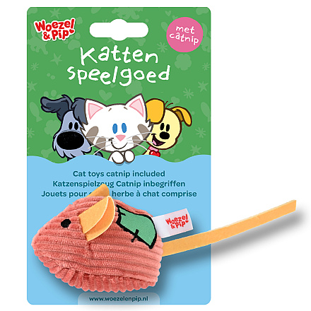 Woezel & Pip Kattenspeelgoed Muis met Catnip en Bel Rood