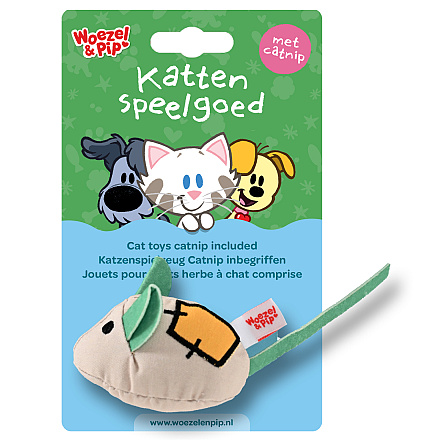 Woezel & Pip Kattenspeelgoed Muis met Catnip en Bel Wit