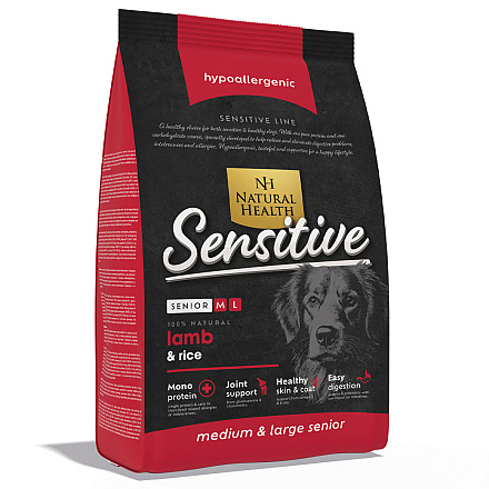 Natural Health Hondenvoer Senior M/L Sensitive Lamb 12,5 kg