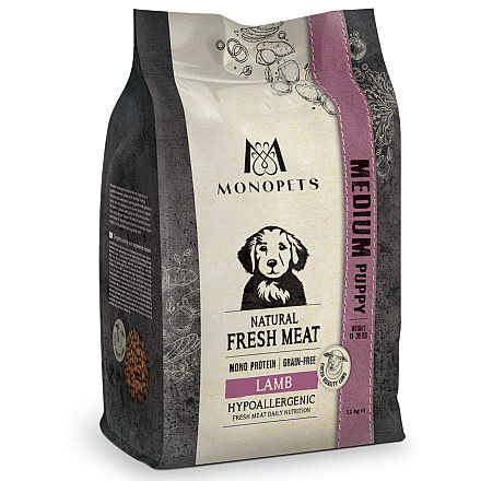 Monopets Hondenvoer Fresh Meat Puppy Medium Lamb 12 kg