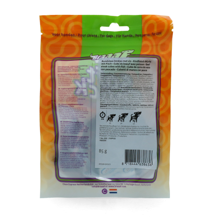 Braaaf Rund Steak Cubes met vis 85 gr